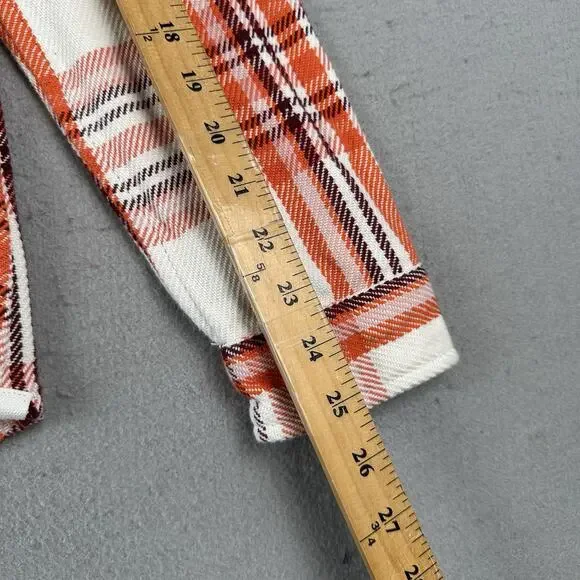 Outerknown Blanket Shirt Women’s M/L Orange Plaid Button Up Heavyweight - Picture 9 of 16